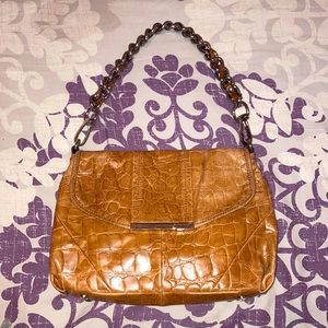 B MAKOWSKY Brown Crocodile Leather Satchel Purse⭐️SALE🎉⭐️